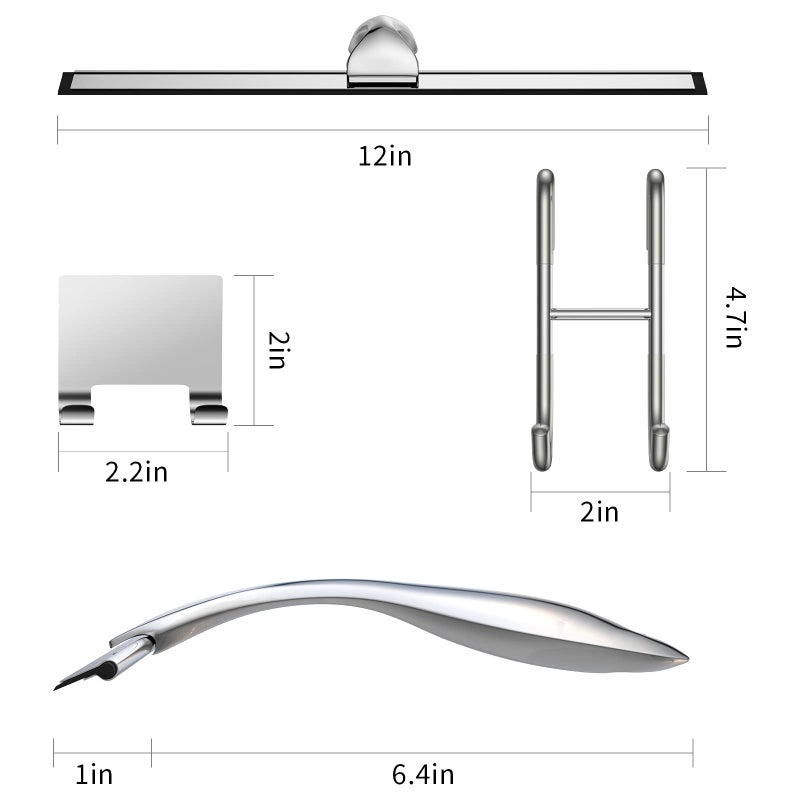 SSTOOHL Shower Squeegee for Glass Door 12-Inch Stainless Steel Bathroom Squeegee Window Wiper  100% Streak-Free  Includes Shower Door Hook and Adhesive Hook  for Window Mirror Tiles Car All-Purpose Squeegee - Image 2